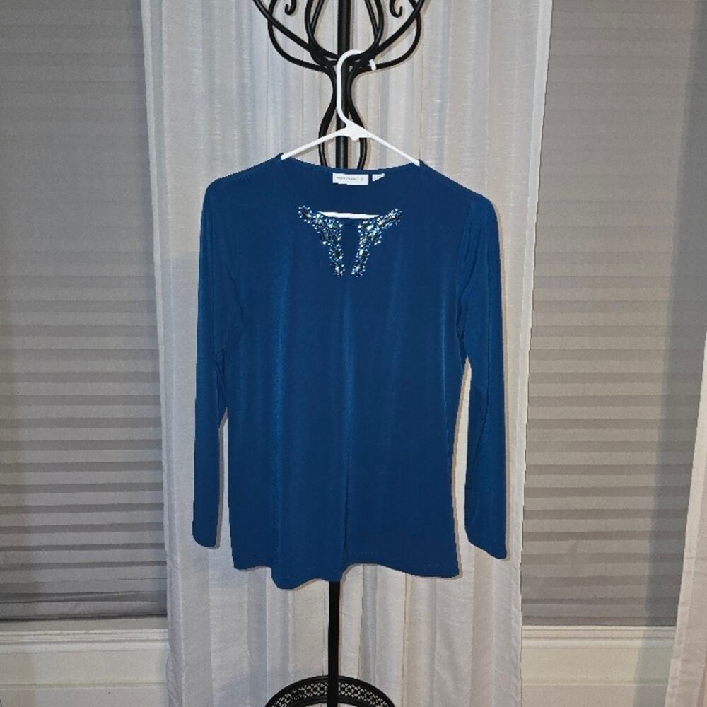 Susan Graver XS Blue Long Sleeve Top GUC